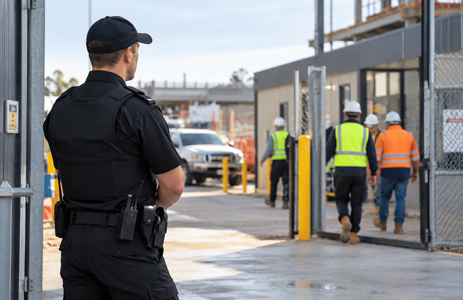 Security guard monitoring a construction site in Melbourne