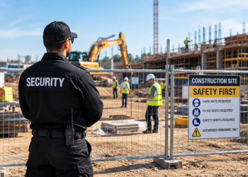 Security Guard Overseeing Construction Site